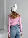 Рожевий теплий жіночий гольф із трикотажу джерсі з начосом, фото 9