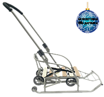 Санки на колесах (висувний механізм) трансформер "Санта" дитячі з батьківською складаною ручкою Україна Мрія