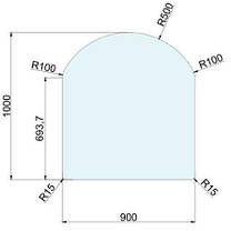 Підставка під піч скляна прямокутна заокруглена 1000х900 мм товщина - 6 мм (бронза), фото 4