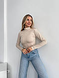 Бежевий теплий жіночий гольф із трикотажу джерсі з начосом, фото 6