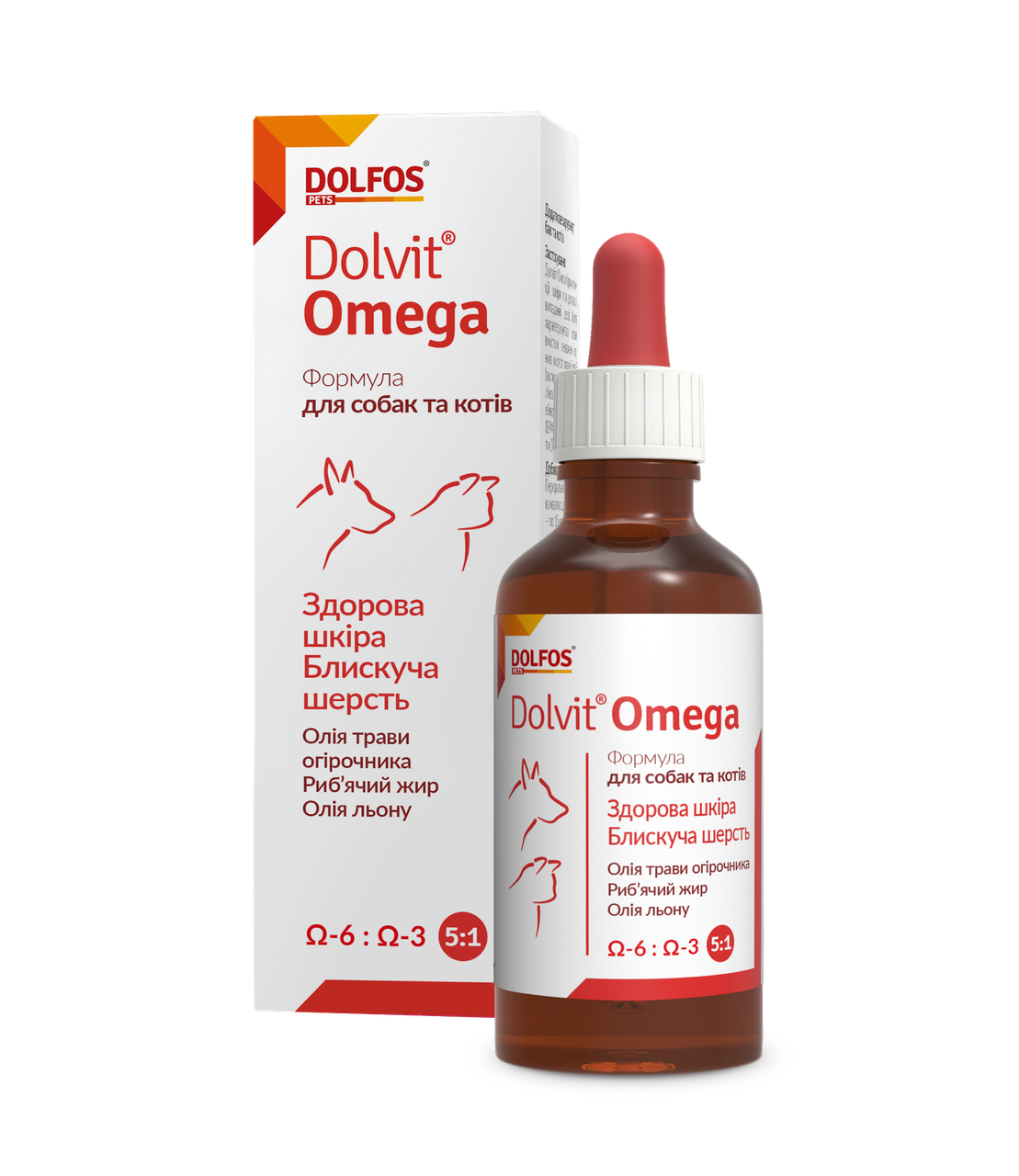 Dolfos Dolvit Omega — зілля для поліпшення якості та захисту шкіри в собак і кішок 50 мл (1409-50)