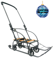 Санки на колесах (висувний механізм) трансформер "Санта" дитячі з батьківською складаною ручкою Україна Мрія