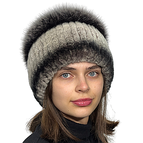 Жіноча шапка з натурального хутра кролика (Rex) "Рекс-бубон"