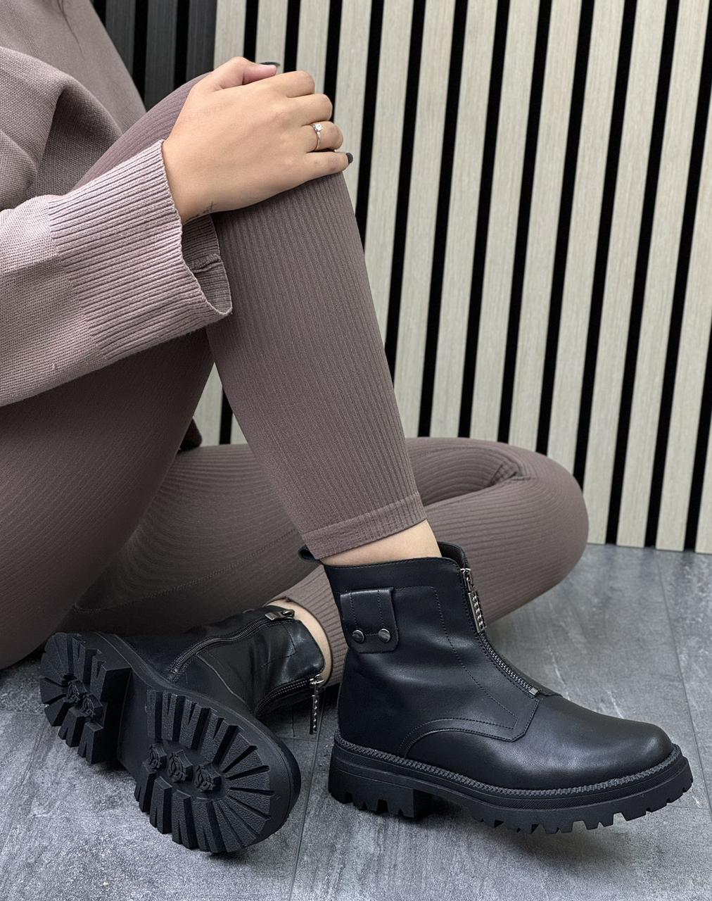 Черевики жіночі зимові " ШКІРА " 6 пар у ящику чорного кольору 36-41, фото 1