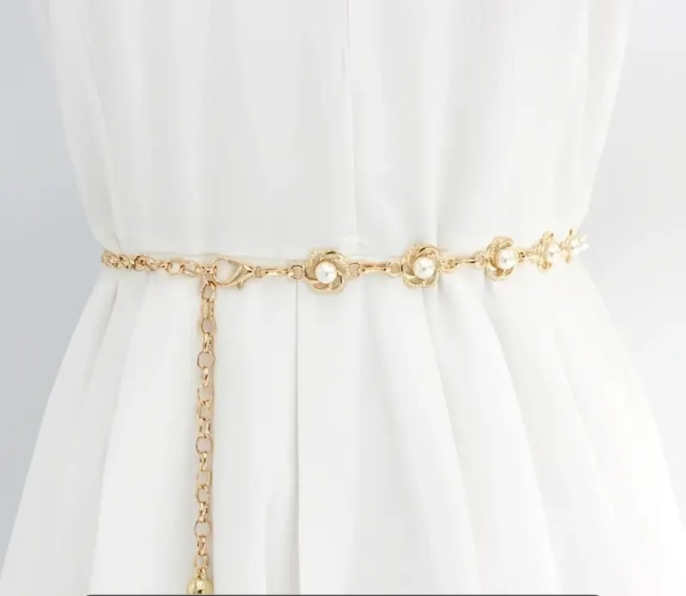 Пояс ланцюжок перлини gold, фото 1
