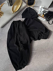 Жіночий базовий теплий осінній костюм двойка кофта худі кенгуру штани на манжеті двосторонній фліс полар норма і батал