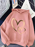 Жіноче стильне худі з золотистим принтом сердечка, фото 2
