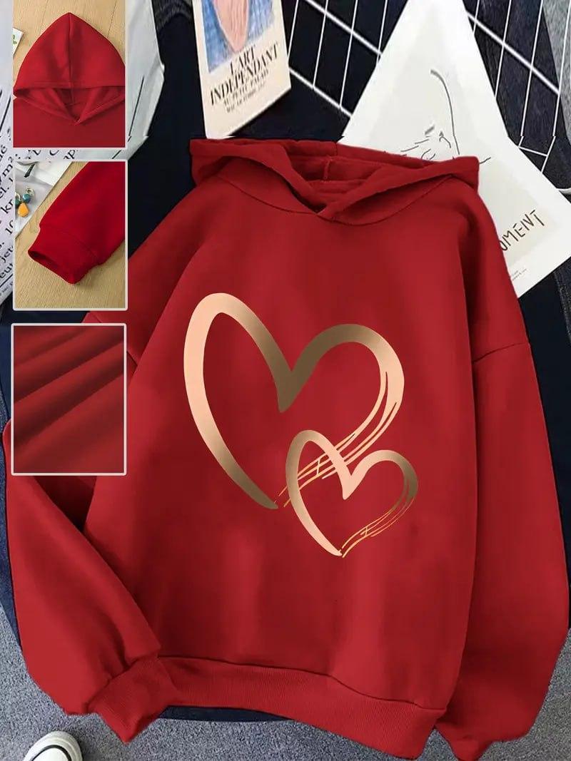 Жіноче стильне худі з золотистим принтом сердечка, фото 1