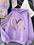 Жіноче стильне худі з золотистим принтом сердечка, фото 3