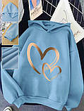 Жіноче стильне худі з золотистим принтом сердечка, фото 5