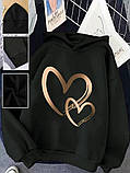 Жіноче стильне худі з золотистим принтом сердечка, фото 4