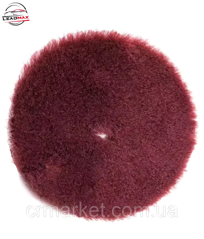 LEADMAX Полірувальне хутро, короткий ворс d150 мм, ТЕМНО-ЧЕРВОНЕ, фото 1