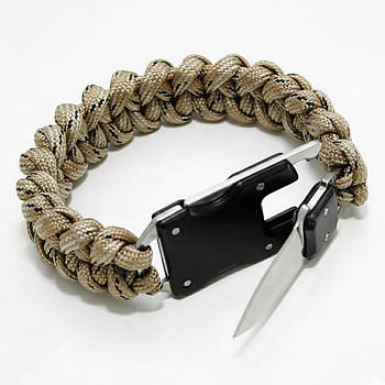 Браслет із паракорду для виживання з ножем 28.5х3см, Пісок / Тактичний браслет / Браслет для виживання