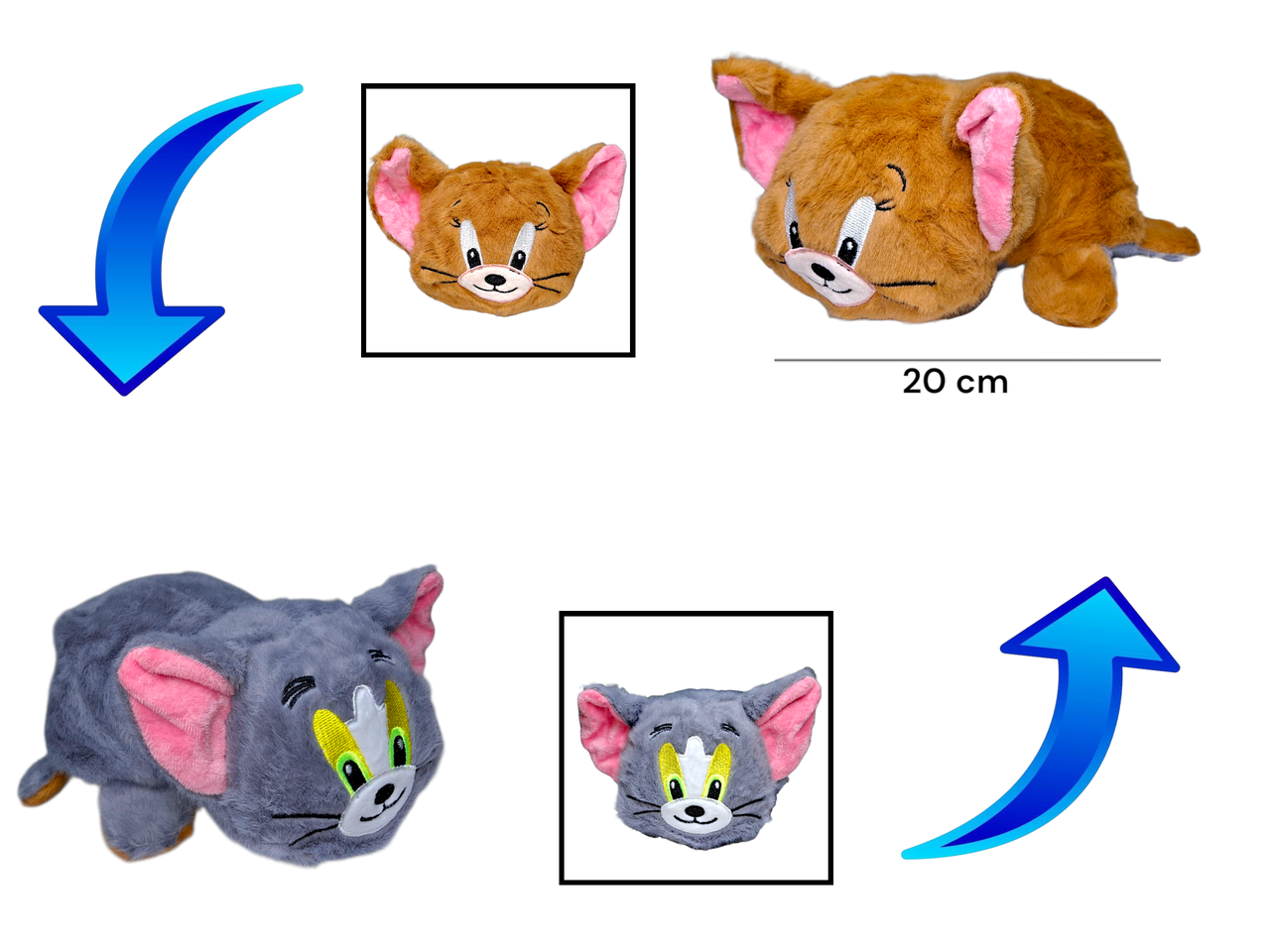 Двостороння м'яка іграшка "Том і Джеррі" 20см