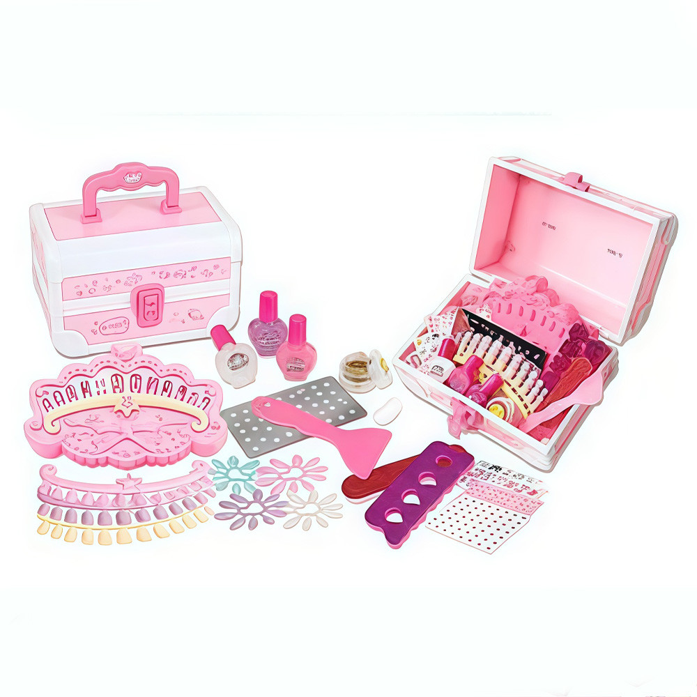 Дитячий набір косметики для манікюру та стемпінгу дівчинці Валіза органайзер лаки нігті роздільник пилка, фото 1