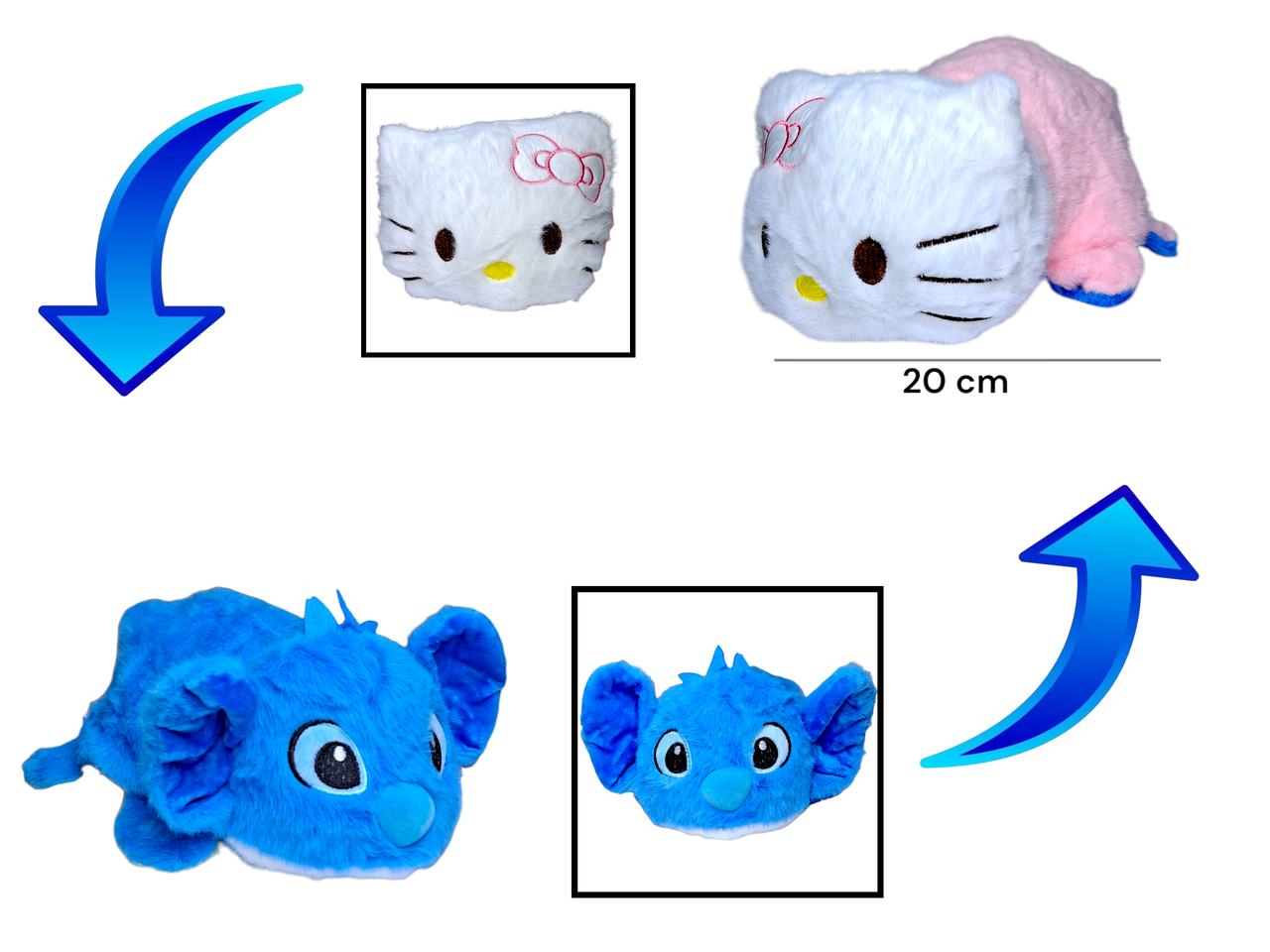 Двостороння м'яка іграшка "Стіч-Хелоу Кіті" 20см