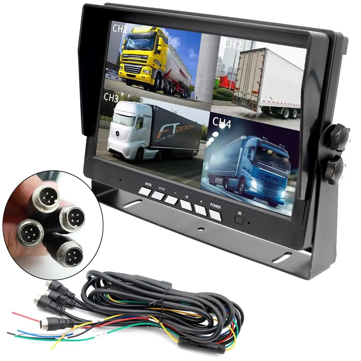 Монітор для спецтехніки та габаритного транспорту 10 дюймів 4-х канальний