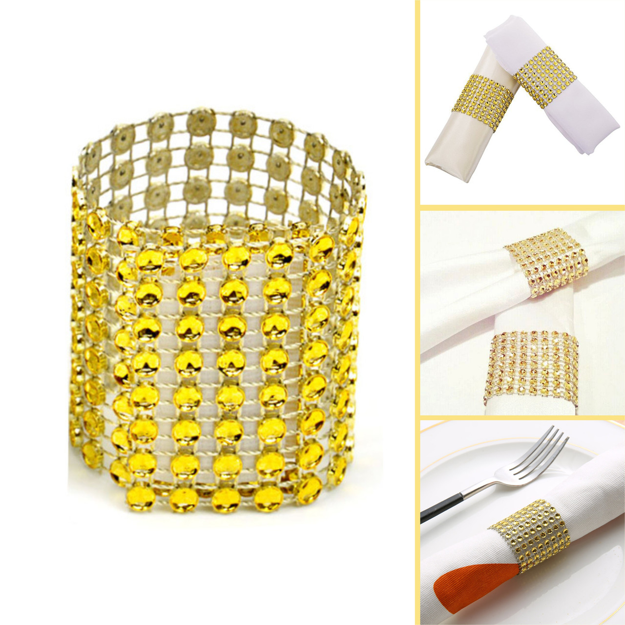 Кільце для серветок (на липучці) - Сервірувальний тримач зі стразами - gold