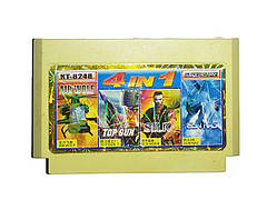 Картридж денді 4 в 1 Air Wolf, Silk Worm, Top Gun 2, Sunmer Carnival 3