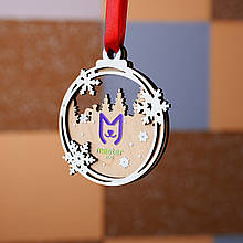 Новорічні іграшки з логотипом 3-х шарові. Корпоративні новорічні іграшки та прикраси. Іграшки з лого. Промо подарунки