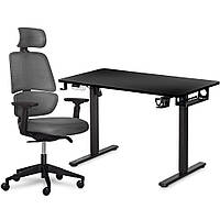 Комплект Mealux PowerDesk Lite Black + Leo Air Plus Grey (арт. EVO-201 Lite B/B +Y 546 KBG)