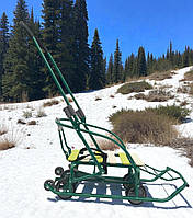 Санки-трансформер (складаний механізм) на колесах "Санта" з батьківською складаною ручкою і спинкою дитячі Україна зелений