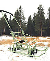 Санки-трансформер (складаний механізм) на колесах "Санта" з батьківською складаною ручкою і спинкою дитячі Україна стигле яблуко