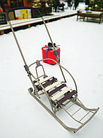 Санки-трансформер (складаний механізм) на колесах "Санта" з батьківською складаною ручкою і спинкою дитячі Україна чорні графіт