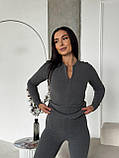 Сірий теплий жіночий термо-костюм із трикотажу пума, фото 2