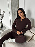 Коричневий теплий жіночий термокостюм із трикотажу пуму, фото 10