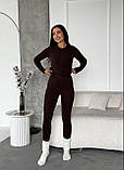 Коричневий теплий жіночий термокостюм із трикотажу пуму, фото 5