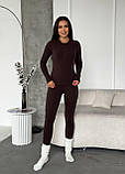 Коричневий теплий жіночий термокостюм із трикотажу пуму, фото 2