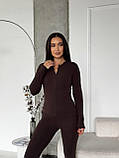 Коричневий теплий жіночий термокостюм із трикотажу пуму, фото 8