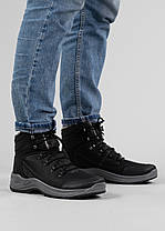 Шкіряні чоловічі черевики високі з хутром (361 чорні), фото 2