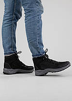 Шкіряні чоловічі черевики високі з хутром (361 чорні), фото 3