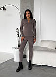Сіро-кавовий теплий жіночий термо-костюм із трикотажу пума, фото 6