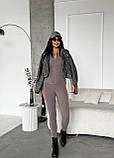 Сіро-кавовий теплий жіночий термо-костюм із трикотажу пума, фото 7