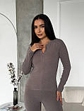 Сіро-кавовий теплий жіночий термо-костюм із трикотажу пума, фото 8