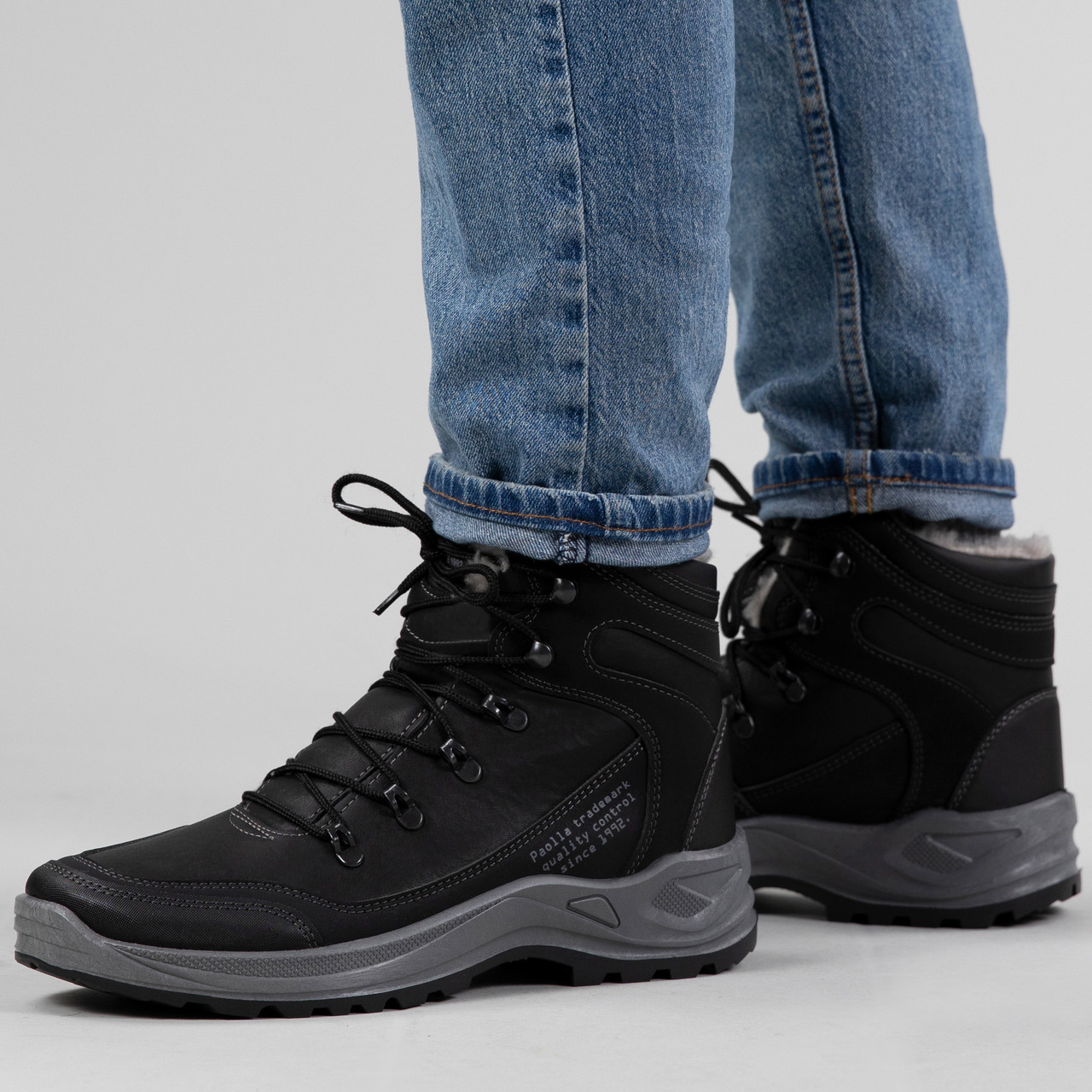 Зимові чоловічі черевики з хутром (361 чорні)