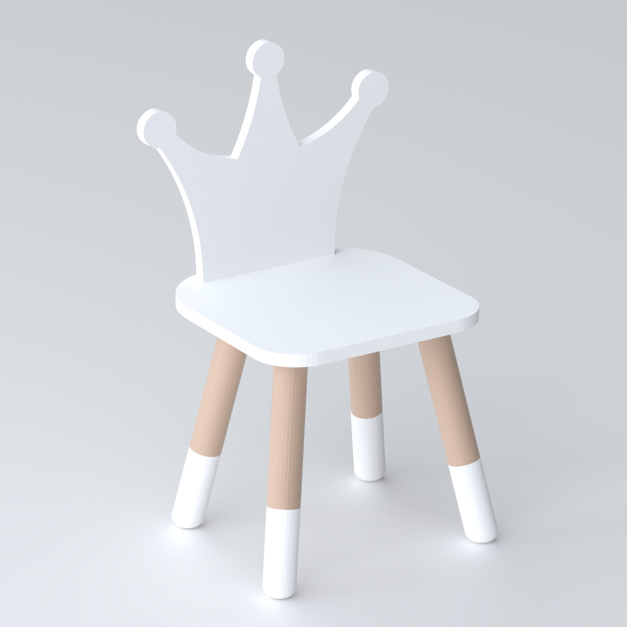 Дитячий дерев'яний стільчик принцеса 26.5х26х25см, стілець для дитини, білий, фото 1
