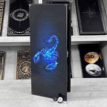 Нарди скляні в алюмінієвому корпусі Скорпіон 61×27×5см подарункові