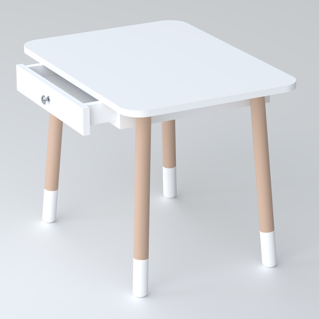 Дитячий столик з висувним ящиком 46х60х45, стіл трюмо в дитячу кімнату, білий, фото 1