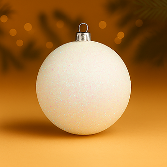 Новорічна куля 20 см з глітером – яскрава прикраса для великої ялинки, 18 кольорів білий із різнобарвними блискітками