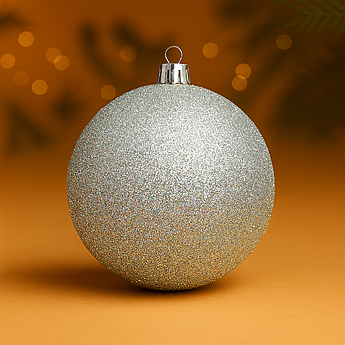 Новорічна куля 20 см з глітером – яскрава прикраса для великої ялинки, 18 кольорів сірий із різнобарвними блискітками