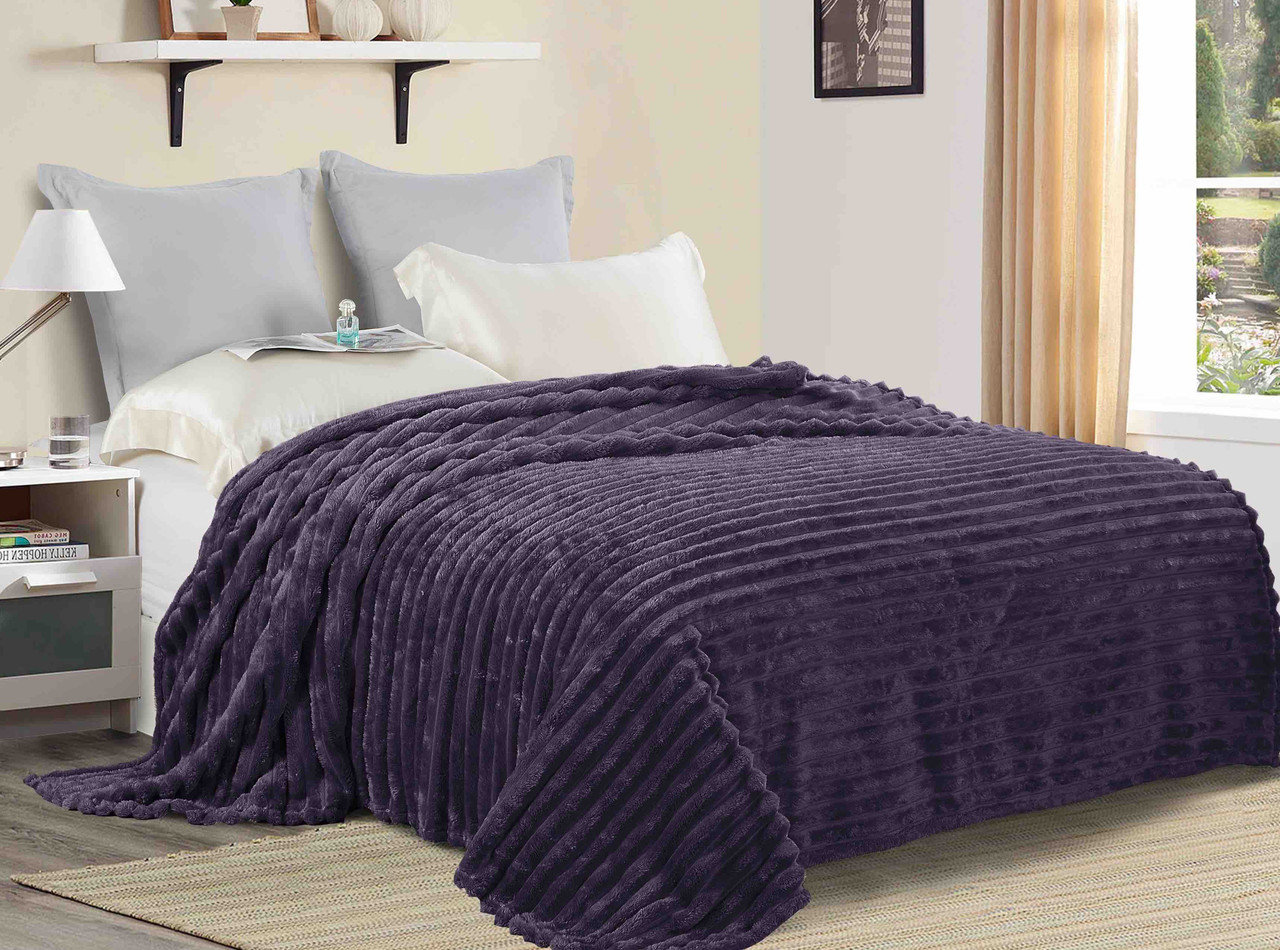 Плед-покривало (Фліс) | Плед від виробника "Королева Ночі" | 150х220 | Темно-фіолетовий шарпей, фото 1