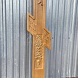 Хрест із дуба на могилу 2 м + 50 см в землю, фото 4