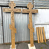 Хрест із дуба на могилу 2 м + 50 см в землю, фото 5