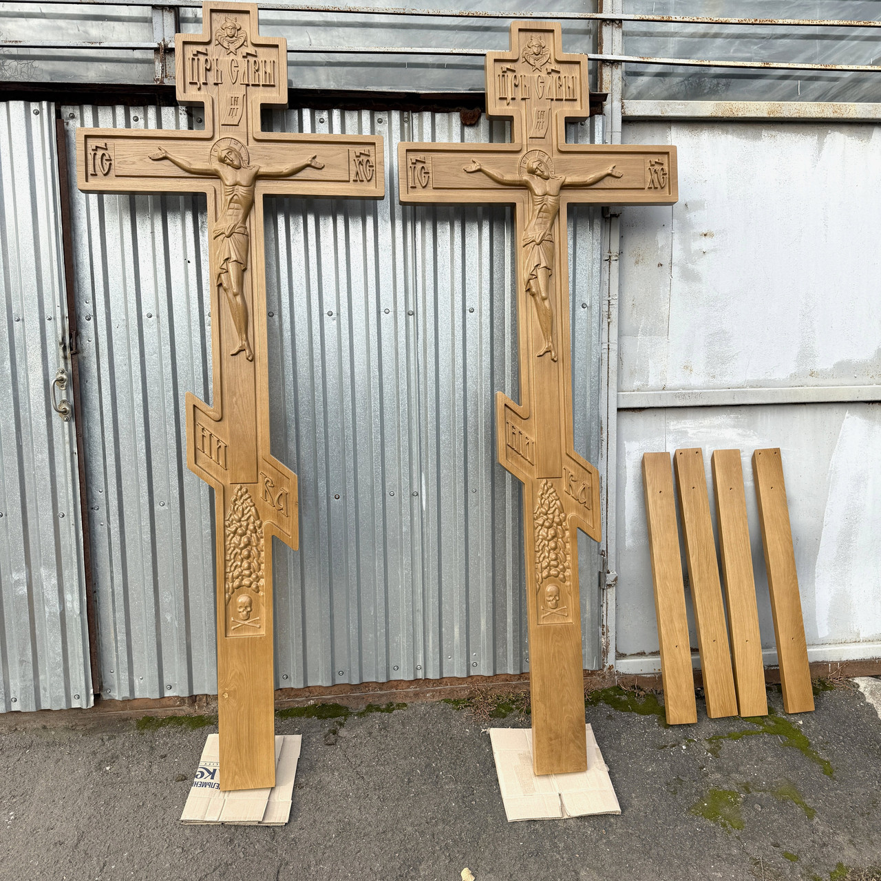 Хрест із дуба на могилу 2 м + 50 см в землю, фото 1