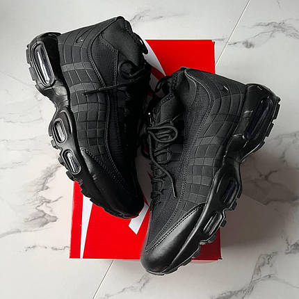 Nike Air Max 95 Sneakerboot Black Чоловічі термо кросівки Найк 95 Снікербут чорні високі термошкарпетка єврозима, фото 1