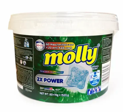 Порошкові капсули Molly 60 штук для прання та 20 штук для чищення пральної машини 4260652585584